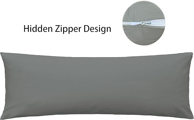 iMaylex Soft 100% Egyptian Cotton Zipper Pillow Case, Cozy and Lightweight Pillowcase, Easy Care, Light Grey, Body, 20'' x 48''