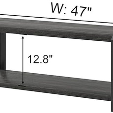 FOLUBAN 47 Inch Shoe Storage Bench, Rustic Wood and Metal Entryway Bench for Hallway Front Door Entrance, Vintage Indoor Shoe Rack Bench Seat for Bedroom Living Room, Dark Gray