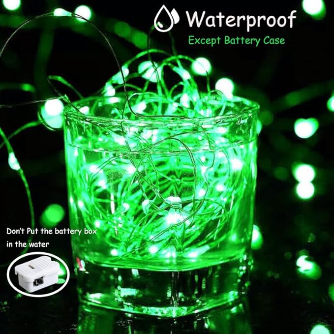 ZGWJ 24 Pack Fairy Lights Battery Operated, Green Twinkle String Lights 20 LED 7FT Mason Jar Lights Waterproof 3 Lighting Modes for Bedroom, Halloween, Christmas, Party Indoor and Outdoor Decoration