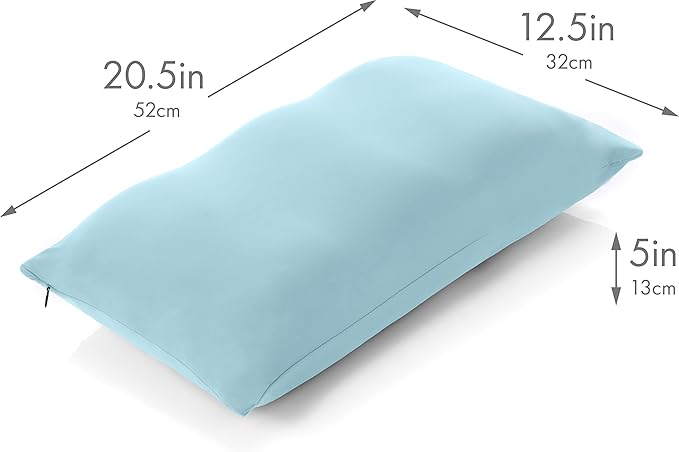 PILLOWY Cover Only for Premium Microbead Bed Pillow, Small Extra Smooth - Ultra Comfortable Sleep with Silk Like Anti Aging Cover 85% Spandex/ 15% Nylon Breathable, Cooling Sweet Baby Blue