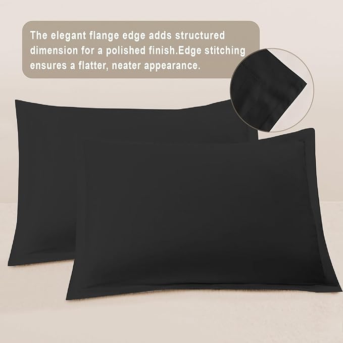 100-Percent Cotton Duvet Cover Set, Hidden Zipper Closure, Ultra Soft, Easy Care and Durable, Simple Bedding Style, Queen, Black (Comforter Not Included)