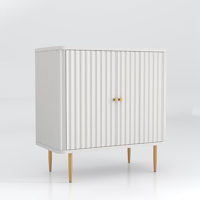 32" Sideboard Buffet Cabinet with Storage,Modern Accent Cabinet with 2 Door and Removable Shelves,Credenza Buffet Table for Living Room,Dinning Room,Entryway,White