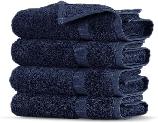 Towel Bazaar Premium Cotton Super Soft and Absorbent Turkish Towels (4-Piece Washcloth, Navy Blue)