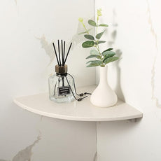 Koville Beige Natural Marble Corner Shower Shelf for Bathroom, 10'' Polished Marble Corner Shelves for Bath, Wall Mounted Stone Corner Shower Caddy, No Drilling Adhesive Shower Shelf - Rigel Yellow