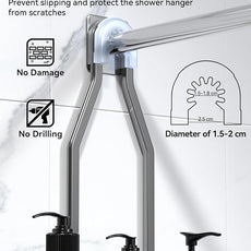 YASONIC Shower Caddy Hanging - Never Rust Organizer - Aluminum over The head caddy with 10 Hooks for Razor/Sponge - Shower Rack with Soap Basket - Grey