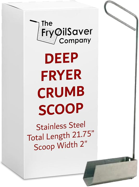 V-Shaped Deep Fryer Strainer Scoop – Frying, Scooper, Skimmer Spoon - Heat Resistant to 750F - Oil & Food Crumbs Strainer for Diner, Restaurant & Hotel by FryOilSaver Co.