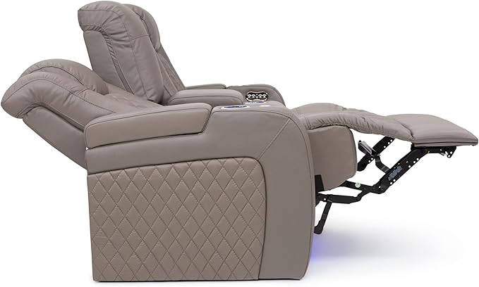 Seatcraft Anthem Italian Leather Loveseat w/Storage Console, Living Room, Power Headrest, Power Recline, Gray