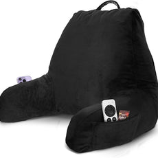 Nestl Reading Pillow with Shredded Memory Foam, Designed for Sitting Up in Bed and Couch, Back and Arms Adjustable Support for Adult & Teens Backrest Pillows for Reading, with Washable Cover Black