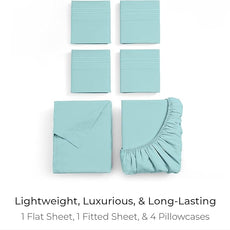 Mellanni California King Sheet Set - 6-Piece Iconic Collection Bedding, (Including 4 Pillowcases), 21-Inch Extra Deep Pocket, Easy Care, Ultra Soft, Cooling Sheets, Brushed Microfiber - Aqua