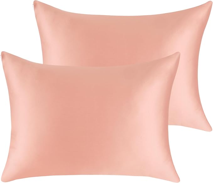 Cotton Pillow Protectors/Cases Standard Size with Zipper 2 Pack Blush Pink Color,Cooling & Breathable Bed Pillow Protectors Set of 2 Pillow Cases Cover Standard 20" x 26"