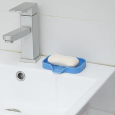 Silicone Bathroom Soap Dishes with Drain Spout-Bathroom and Kitchen Sink Organizer,Sponge Holder,Dish Soap Tray,Perfect for Dispenser,Scrubber,Bottle,Cup on Counter Lichen Blue 4.9
