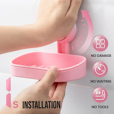 TAILI Soap Dish Bar Holder Suction Cup,Soap Saver with Powerful Vacuum Suction,Sponge Holder for Shower,Bathroom,Tub and Kitchen Sink, Universal Shower Accessories,Drill-Free,Removable,Pink