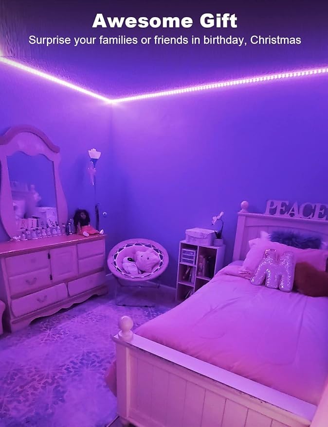 DAYBETTER Smart RGB Led Strip Lights, 200ft Led Lights for Bedroom with App Control, Multicolor Changing Led Light Strips Apply for Home Decor, Living Room, Kitchen, Home Party Decoration