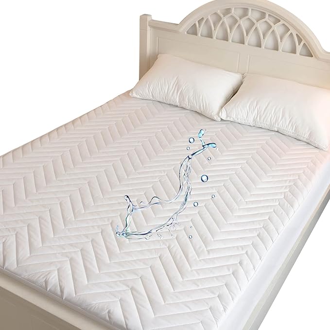 Quilted Waterproof RV Short King Mattress Protector Pad for 72x75 or Short King Cal Bed Elastic Pocket Fitted Sheet Style Matress Topper Cover