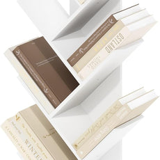 Furinno Tree Book Shelf, 7-Tier Bookshelf, Tree Bookcase for Room Decor, 8.4 x 15.7 x 39.4, for Living Room, Bedroom, Home Office, White