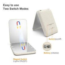 Kintion Wheat Straw Compact Mirror, 1X/3X Magnification, Lighted, Folding, Portable, Eco-Friendly, Great Gift