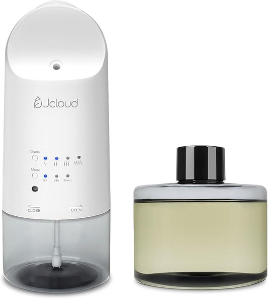 JCLOUD 2025 Plug in Diffuser | Cover Up to 500 Sq. Ft. for Home, Office, Spa – Portable Smart Wall Diffuser 160ML, White with Royal Serenity Essential Oil Inspired by Luxury Hotel - 140mL