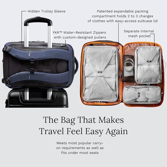 Knack Series 1 Laptop Backpack Fits up to 15 Inch - Knack Bags Carry-On Backpack, TSA Approved, Expandable Travel Backpacks With 3 Day Outfit Capacity (Dark Blue, Medium)