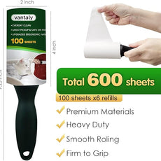 Lint Rollers for Pet Hair Extra Sticky, 600 Sheets Value Set Lint Roller with 2 Upgraded Handles, 6 Rollers Portable Pet Lint Remover for Clothes, Furniture, Carpet, Dog & Cat Hair Removal
