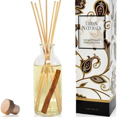 Urban Naturals Cinnamon Vanilla Oil Reed Diffuser Set | Warm, Fresh Baked Cookies | Perfect Fall Scent! | Made w/Essential Oils | Great Kitchen Scent & Gift Idea | Eco-Friendly. Vegan.