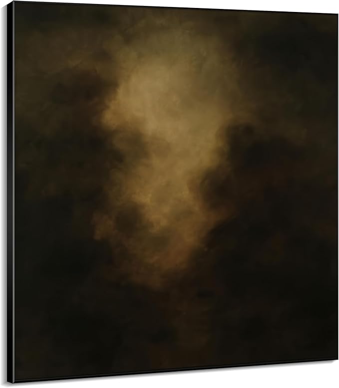 36"x36" Large Framed Wall Art - Golden Mist Abstract Moody Dark Atmospheric (Frame Assembly Required)