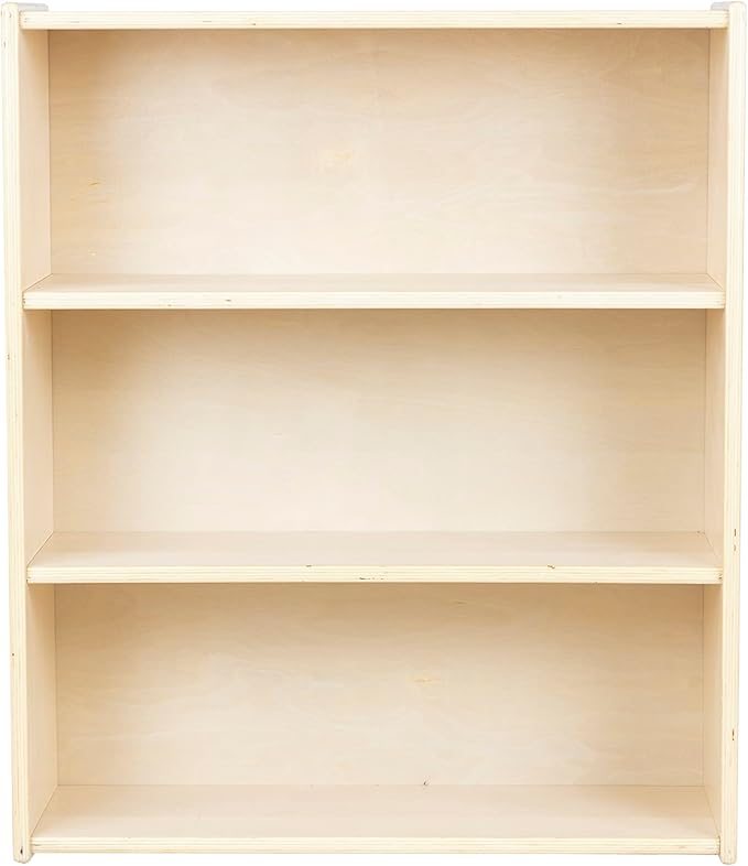 3-Shelf Bookcase, Montessori Bookshelf and Storage Unit in Birch Plywood, Arts & Crafts Supplies Organizer for Toddlers (36")