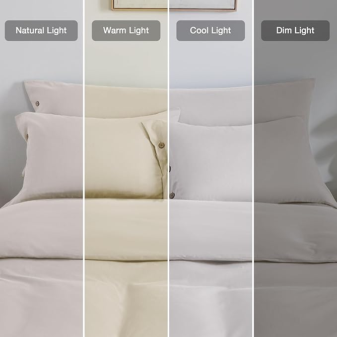 JELLYMONI Pillowcases Standard Set of 2 Cotton Button Pillow Covers 20×26in Beige Bed Pillow Cases 100% Washed Cotton Soft Breathable (Pillows are not Included)
