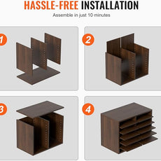 VEVOR Literature Organizers, 12 Compartments Office Mailbox with Adjustable Shelves, Wood Literature Sorter 20.4x12x16.1 inches for Office, Home, Classroom, Mailrooms Organization, EPA Certified Brown