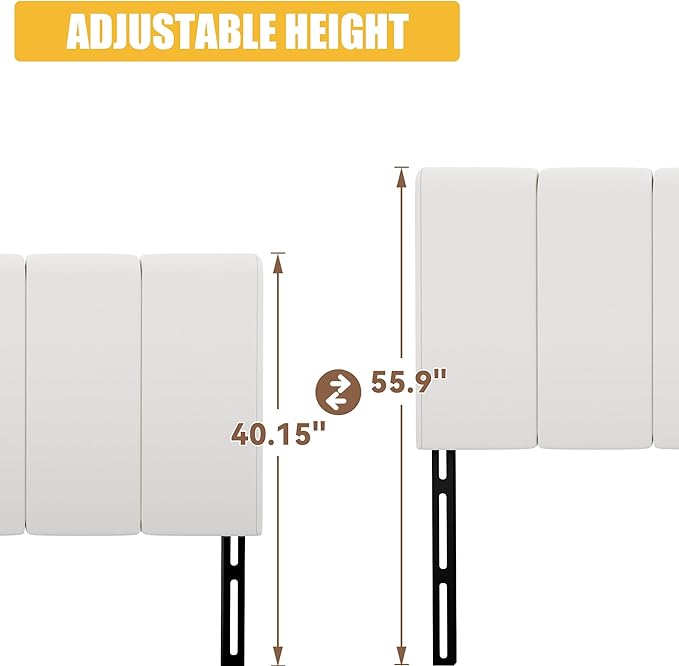 Yongchuang White Headboard King Size Upholstered Faux Leather Headboards King Bed Headboard Adjustable Height Head Board Panels