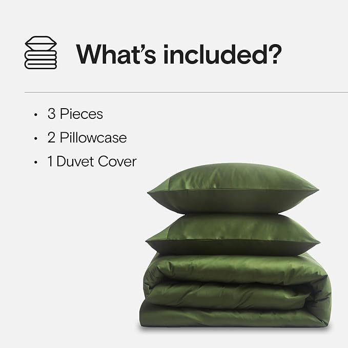 DOZ Duvet Cover Set, 100% Viscose derived from Bamboo, Organically Grown, Buttery Soft, Cooling Duvet Covers, High GSM, 1 Duvet Cover and 2 Pillowcases, 106"x90" (Forest, King/Cal King)