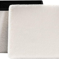 PINPLUS Storage Ottoman Cube Square Shaped Ottomans with Storage Foot Stool Footrest for Lving Room Boucle Ottoman Seat for Dorm Room,Faux Teddy Fur White,12.6