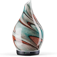 Porseme 280ml Essential Oil Diffuser Glass Color Changing Aroma Air Diffusers Aromatherapy Ultrasonic Cool Mist Humidifier 7 Running Hours Waterless Auto-Off for Sleeping, Yoga, Spa (Teal Green)