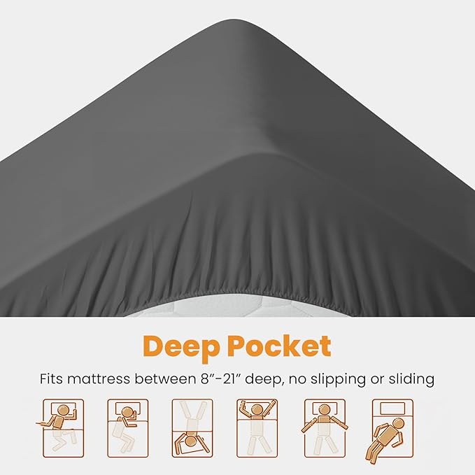 MATBEBY California King Mattress Pad - Cooling Breathable Mattress Topper, Quilted Fitted Mattress Protector, Pillow Top Mattress Cover with 8-21" Deep Pocket, Machine Washable, Dark Grey, Cal King