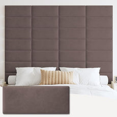 IFNOW Wall Mounted Upholstered Headboard Full, 3D Peel and Stick Soundproof Panels, Reusable and Removable Padded Leather Bed Headboard, 6 Panels 9.84