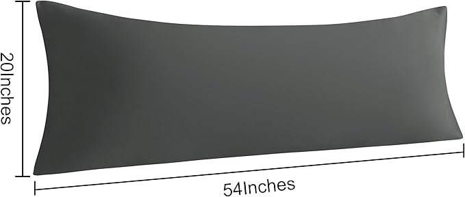 NTBAY Body Pillow Cases Set of 2, 2 Pack Brushed Microfiber 20x54 Pillow Cases, Soft, Wrinkle, Fade, Stain Resistant Dark Grey Pillow Cases with Envelope Closure, 20x54 Inches, Dark Grey