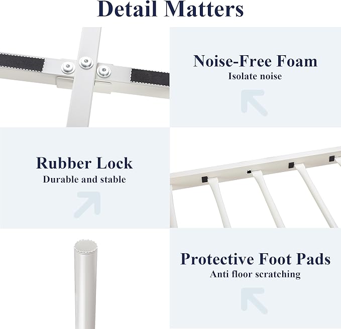 Allewie 14 Inch Queen Size Metal Platform Bed Frame with Victorian Vintage Headboard and Footboard/Mattress Foundation/Under Bed Storage/No Box Spring Needed/Easy Assembly/Noise Free/White