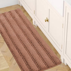 H.VERSAILTEX Bath Rugs for Bathroom Non Slip Bath Mats Extra Thick Chenille Striped Bath Rug Runners 47