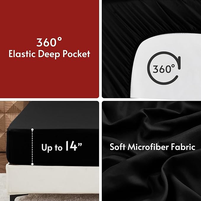 MUXHOMO 7 Pieces California King Comforter Set, Reversible Bed in a Bag Cal King Size, All Season Bedding Set with Comforter, Flat Sheet, Fitted Sheet, Pillowcases & Shams, Red & Black