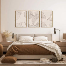 BINCUE Framed Neutral Beige Wall Art Modern Abstract Art Decor Minimalist Artwork for Living Room Bedroom Office 16x24 Inches Set of 3