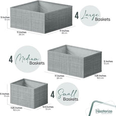 Drawer Organizer Clothes Set of 12 Grey - Dresser Organizer For Nursery, Bedroom, Closet - The Perfect Baby Clothes Organizer and Storage & General Nursery Organization or Dresser Drawer Organizers