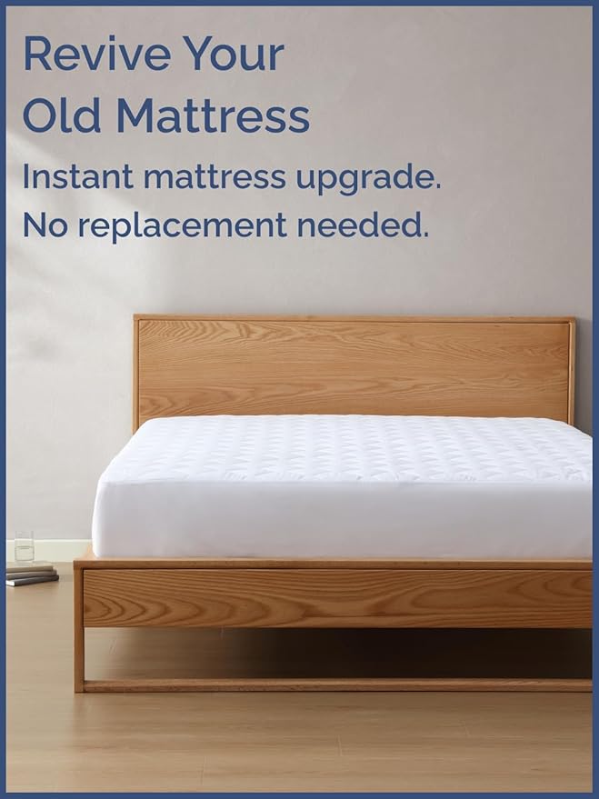 Quilted Fitted Mattress Pad Cal King Size - Elastic Fitted Mattress Topper Protector & Cover - Breathable, Soft, Low Profile Top Cover with 8-16 Inch Deep Pockets - Easy-Fit & Machine Washable - White