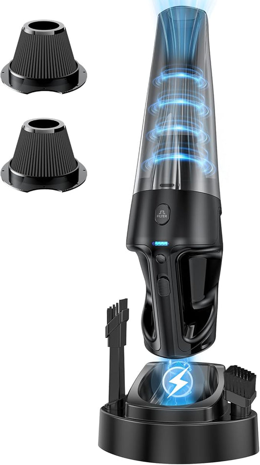 Handheld Vacuum Cordless Rechargeable with Charging Dock - 16000Pa Ultra-Strong Suction, Portable & Lightweight, Fast Charging, LED Light, 0.8L Super-Large Dust Cup, Long Battery Life for Home