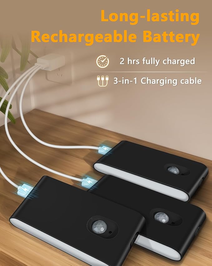 WILLED Rechargeable Motion Sensor Night Light,Stair Lights Indoor RGB & Warm White,Wireless Motion Sensor Lights Indoor for Stair,Bathroom,Hallway,Kitchen,Closet,Cabinet,Bedroom,Kids' Room