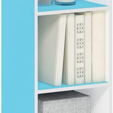 Furinno PASIR Book Shelf, 4-Tier Modern Bookshelf, Open Shelves Bookcase 9 x 12 x 42, for Living Room, Bedroom, Home Office, Light Blue/White