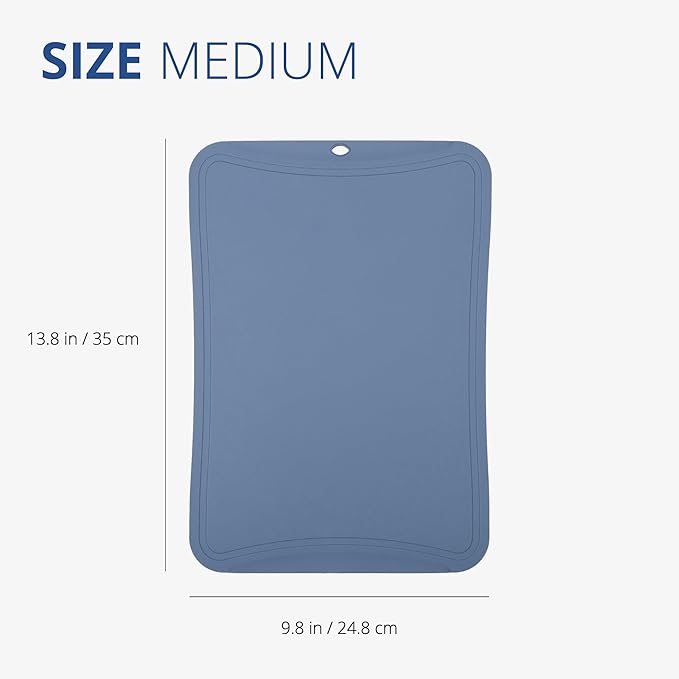 Blue Ginkgo TPU Cutting Mat [Medium] – Korean-Made Flexible, Knife-Friendly, Durable Kitchen Cutting Board (Blue)