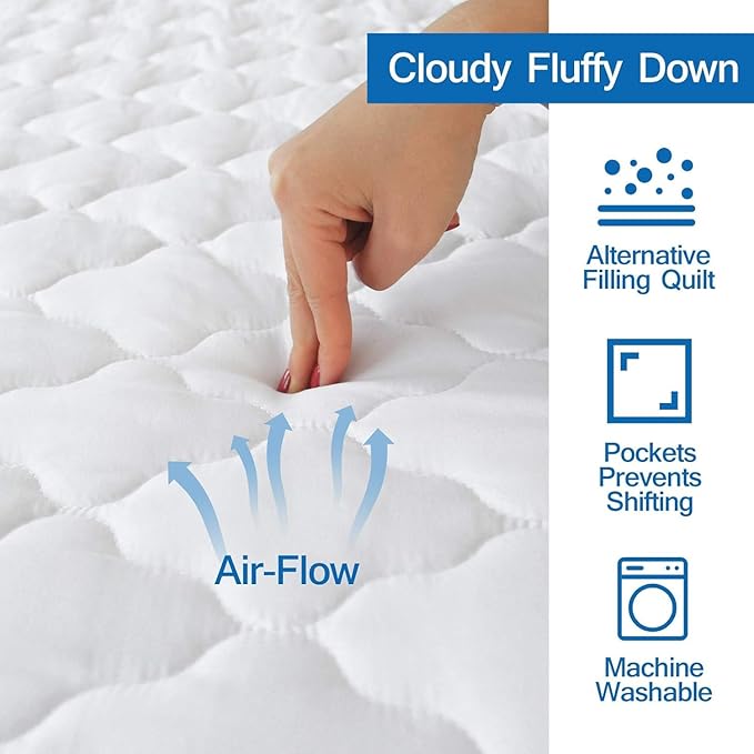 Three Quarter Mattress Pad Waterproof Mattress Protector, Quilted RV Short Full Mattress Cover 48x75 Inch, Deep Pocket Mattress Topper Up to 14", White (Cover Only)