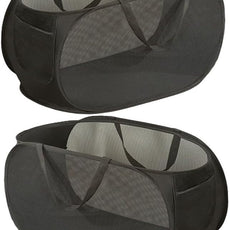 2 Pcs Mesh Popup Laundry Hamper, Opening Laundry Basket,Popup Laundry Basket with Durable Handles,Foldable Pop-up Mesh Hamper Dirty Clothes Basket for Clothes & Laundry-Home Organization
