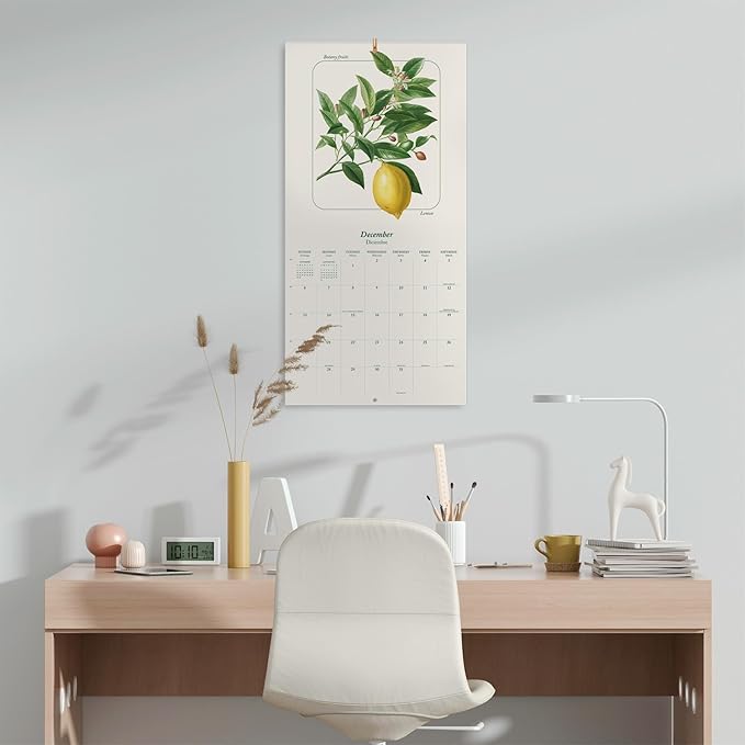 Botanical Wall Calendar 2026 12" x 12" FSC® Plastic Free - Starts Week On Sunday | Family Planner Fruits Calendar 2026