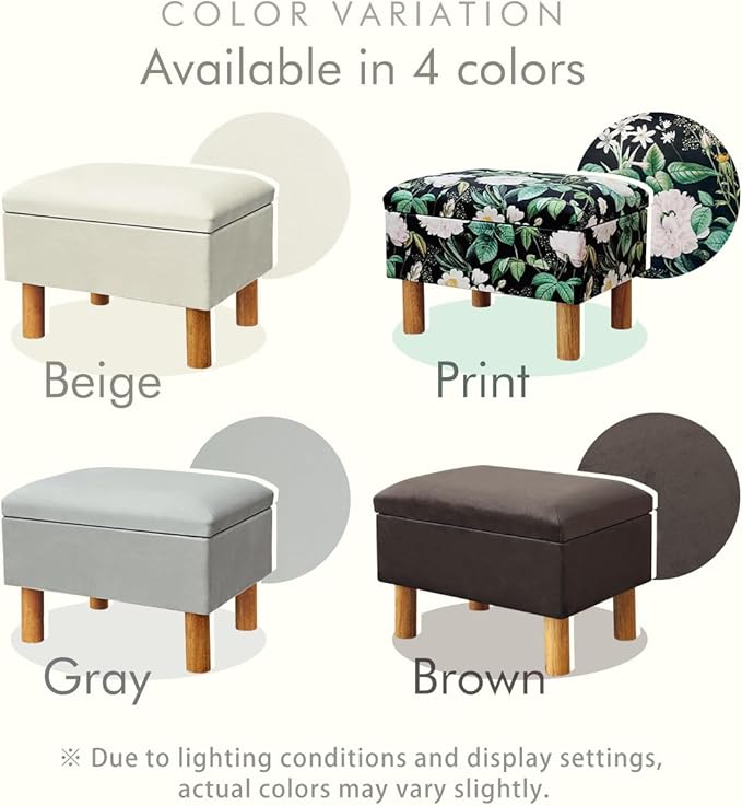 lumizone Small Ottoman with Storage Footstool Compact Foot Rest Stool for Living Room Under-Desk Entryway or Bedroom 10.63" Low-Height Storage Ottoman Cube Lightweight & Stylish (Gray)