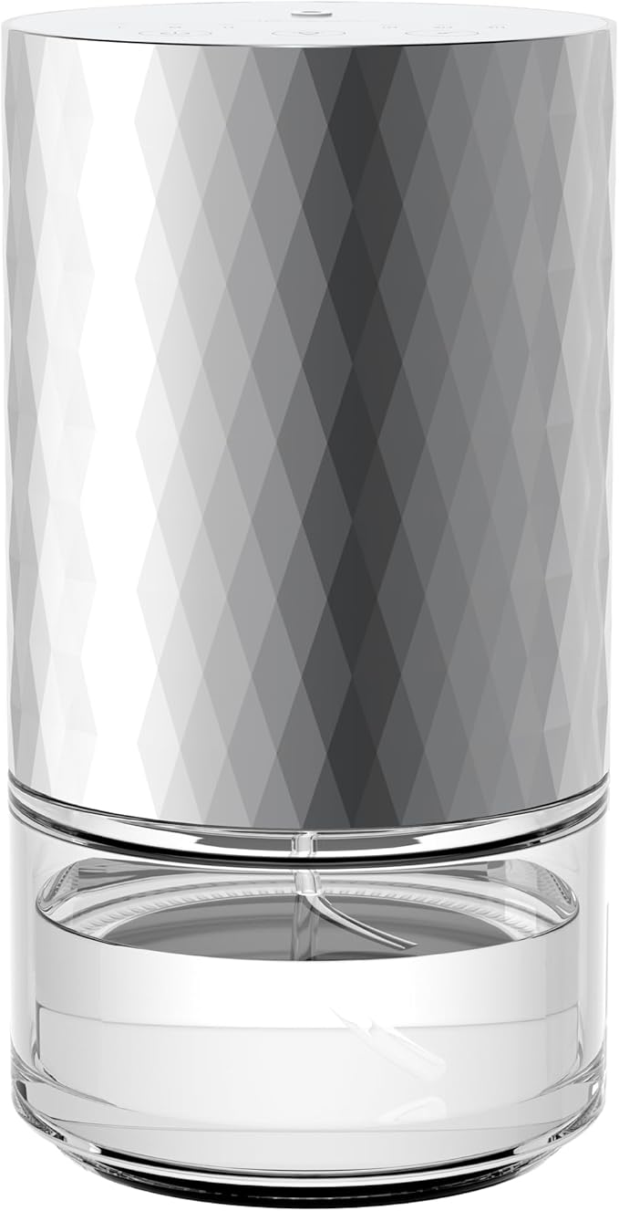 Airversa Essential Oil Diffuser Waterless Aromatherapy Diffusers for Home Large Room, Bedroom, Car, Office, Desk, Battery Operated, Small Diffuser for Pure Scent, 100mL Capacity, AN5 (Silver)